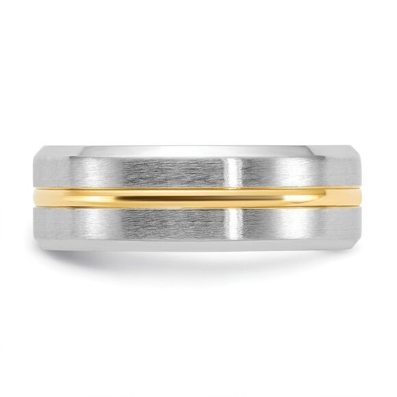 Chisel Cobalt Brushed & Polished Yellow IP-plated Center Beveled Edge 8mm Band - Picture 3 of 9